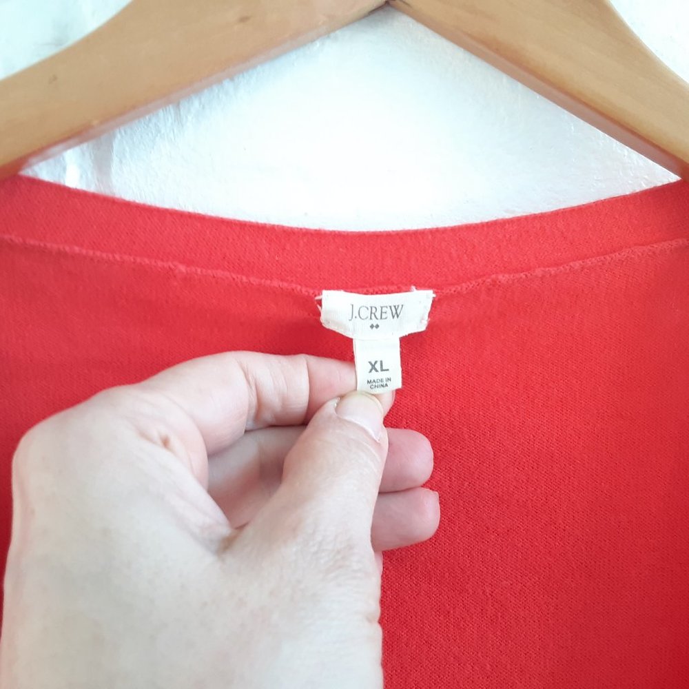 J. CREW ORANGE V NECK 100% COTTON CARDIGAN SIZE XL - Picture 3 of 5